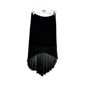 E.N.T. entrancy Hi Lo Chiffon Pull On Skirt Lined Black Size L Whimsy Gauth VTG